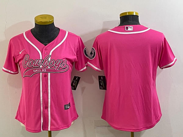 Men's Dallas Cowboys Blank Pink Stitched Baseball Cool Base Jersey