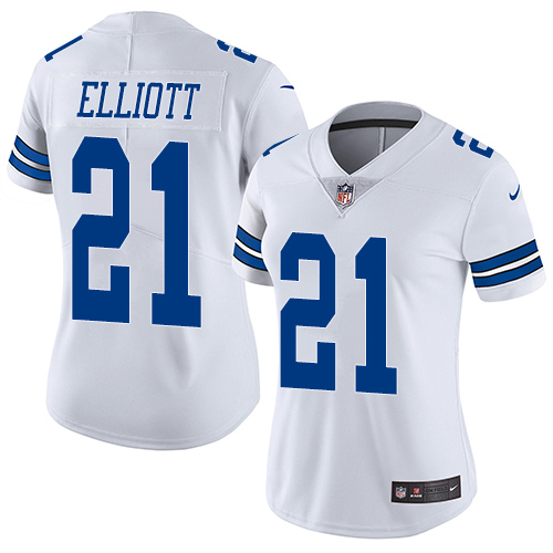 Nike Dallas Cowboys #21 Ezekiel Elliott White Women's Stitched NFL Vapor Untouchable Limited Jersey