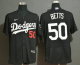 Men's Los Angeles Dodgers #50 Mookie Betts Black Stitched MLB Flex Base Nike Jersey