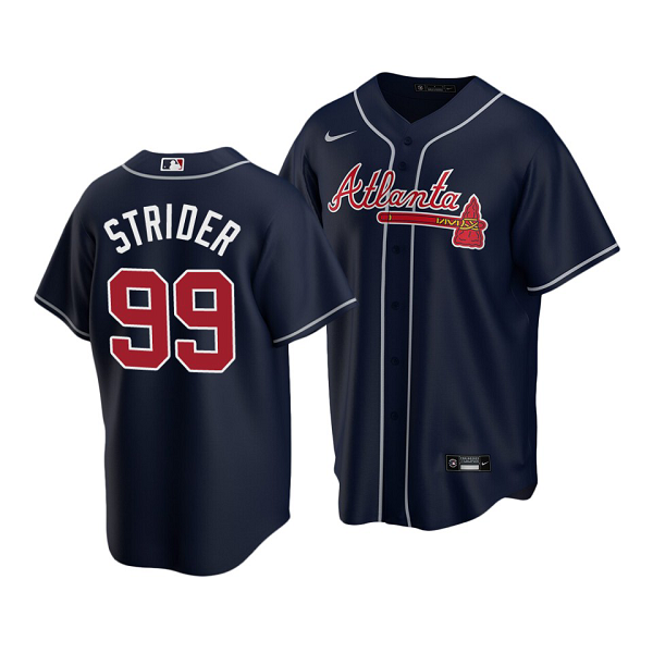 Men's Atlanta Braves #99 Spencer Strider Navy Cool Base Alternate Jersey