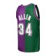 Men's Milwaukee Bucks Ray Allen Mitchell & Ness Green/Purple Hardwood Classics 1996/97 Split Swingman Jersey