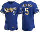 Youth Los Angeles Dodgers #5 Freddie Freeman Blue Gold Flex Base Trade 2022 Jersey