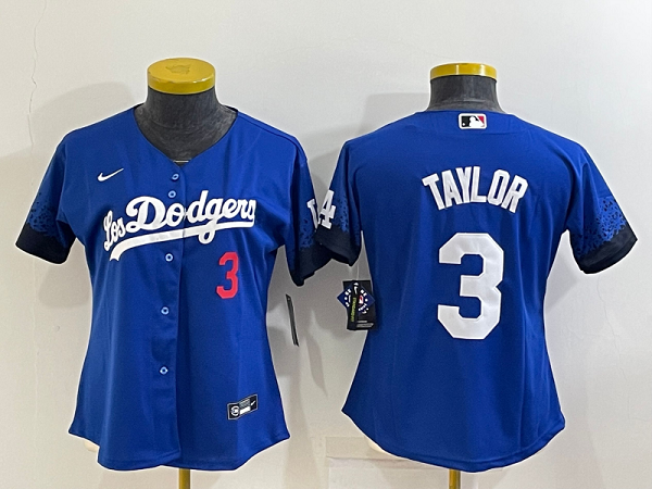 Women's Nike Los Angeles Dodgers #3 Chris Taylor Royal City Connect Cool Base MLB Jersey