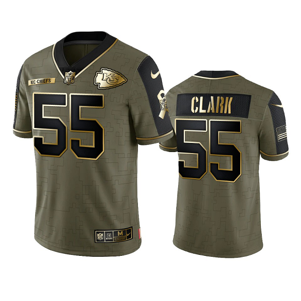 Kansas City Chiefs Frank Clark Olive Gold 2021 Salute To Service Men's Limited NFL Jersey