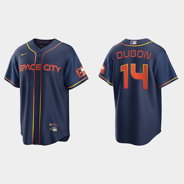 Men's Houston Astros #14 Mauricio Dubon 2022 City Connect Cool Base MLB Jersey - Navy