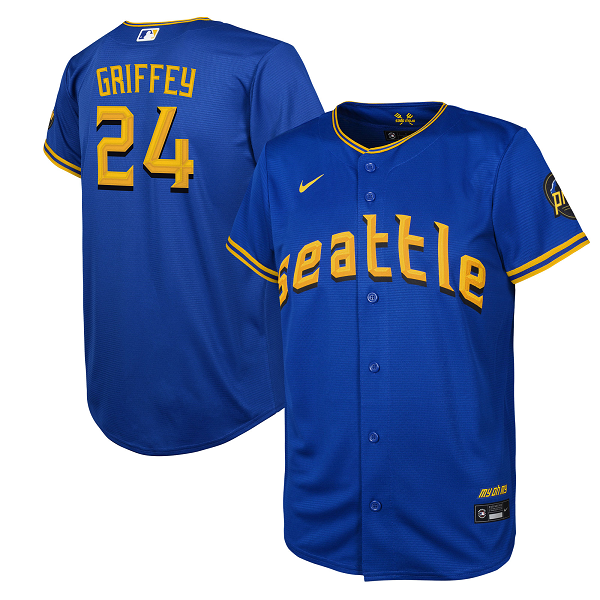 Youth Seattle Mariners #24 Ken Griffey Jr. Nike Royal 2023 City Connect Cool Base Player Jersey