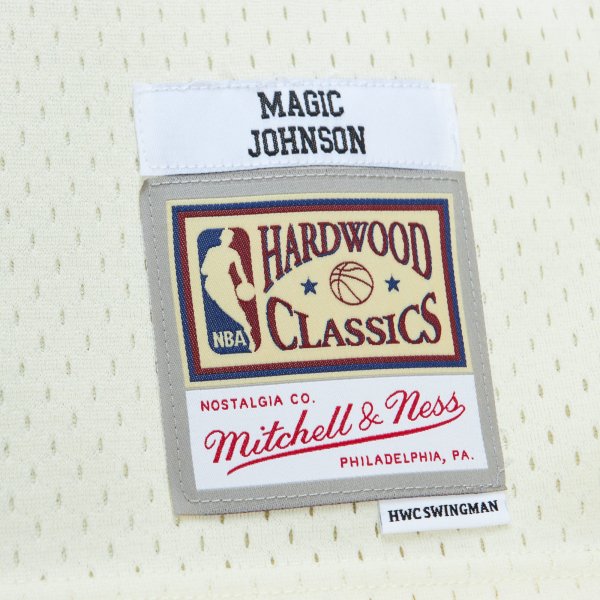 Men's Los Angeles Lakers Magic Johnson Mitchell & Ness Cream Chainstitch Swingman Jersey