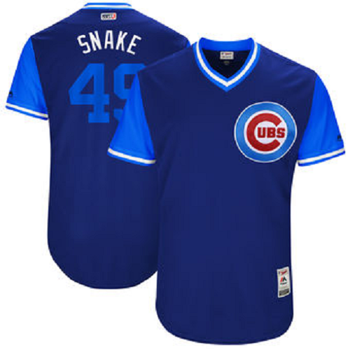 Men's Chicago Cubs #49 Jake Arrieta Snake Majestic Royal 2017 Players Weekend Jersey