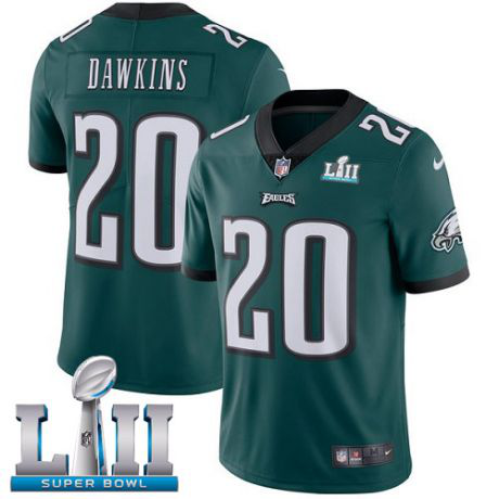 Men's Nike Philadelphia Eagles #20 Brian Dawkins Limited Home Midnight Green NFL Vapor Untouchable Super Bowl LII Jersey