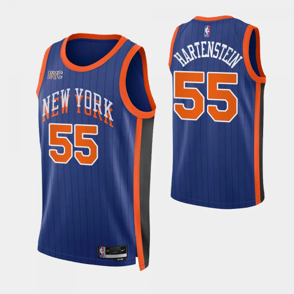 2023-24 City Edition New York Knicks #55 Isaiah Hartenstein Blue Swingman Jersey