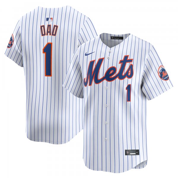 Men's New York Mets Nike White #1 Dad Home Limited Jersey