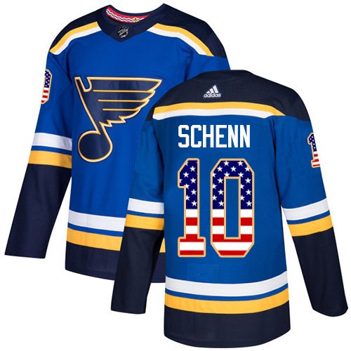 Adidas St. Louis Blues #10 Brayden Schenn Blue Home USA Flag Stitched NHL Jersey