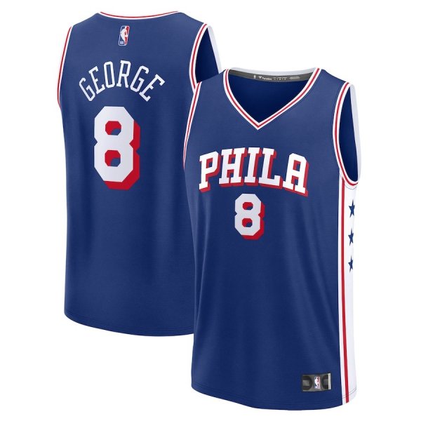 Youth Philadelphia 76ers #8 Paul George Royal Fast Break Jersey