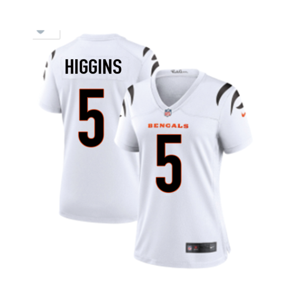 Women's Cincinnati Bengals #5 Tee Higgins Nike White Limited Game Player Jersey