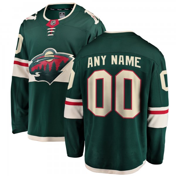 Youth Minnesota Wild Fanatics Green Home Breakaway Custom Jersey