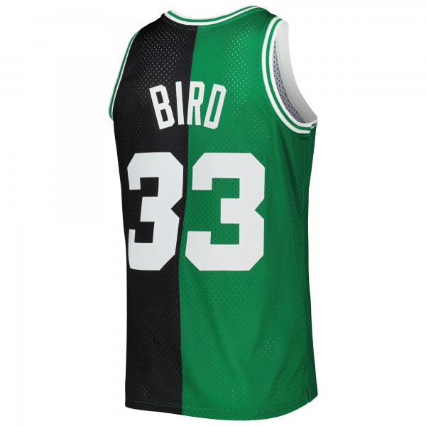 Men's Boston Celtics Larry Bird Mitchell & Ness Black/Kelly Green Hardwood Classics 1985/86 Split Swingman Jersey