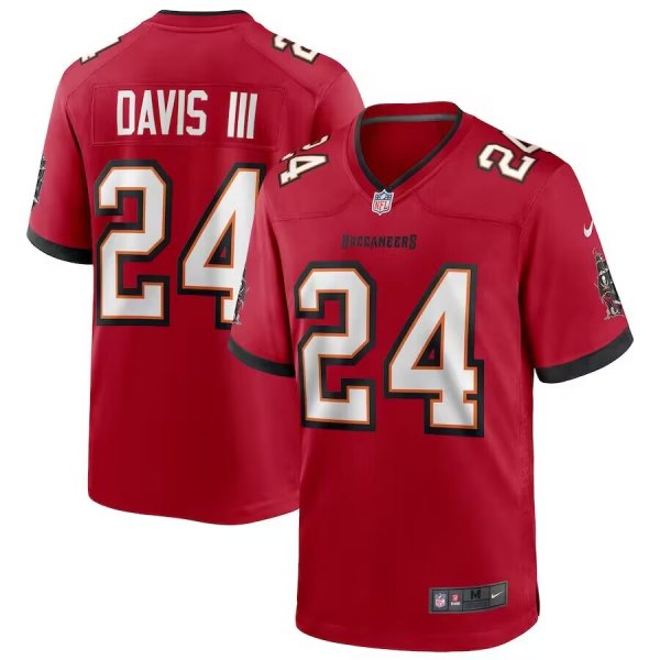 Men's Nike #24 Carlton Davis III Red Tampa Bay Buccaneers Game Player Jersey