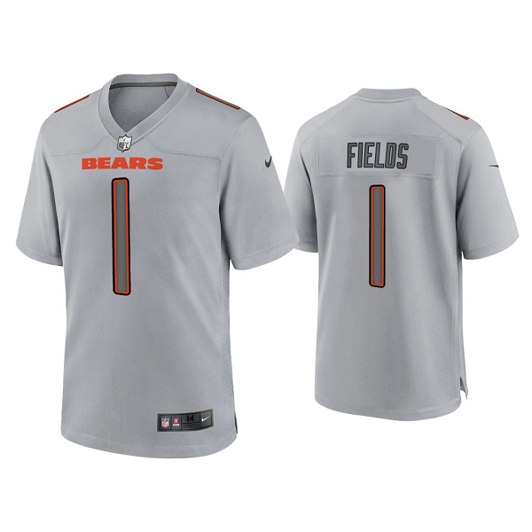 Men's Chicago Bears Justin Fields Gray Atmosphere Fashion Game Jersey