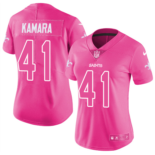 Nike New Orleans Saints #41 Alvin Kamara Pink Women's Stitched NFL Limited Rush Fashion Jersey