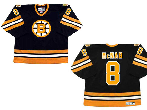 Boston Bruins #8 PETER McNAB 1978 CCM Vintage Throwback Away NHL Hockey Jersey