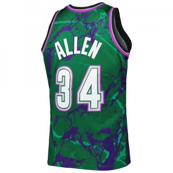 Men's Milwaukee Bucks Ray Allen Mitchell & Ness Green 1996/97 Hardwood Classics Marble Swingman Jersey