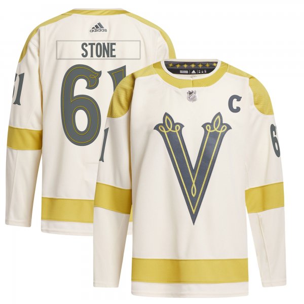 Men's Vegas Golden Knights #61 Mark Stone adidas Cream 2024 NHL Winter Classic Primegreen Player Jersey