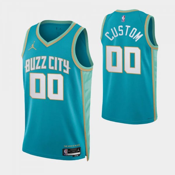 2023-24 City Edition Charlotte Hornets #00 Custom Teal Swingman Jersey