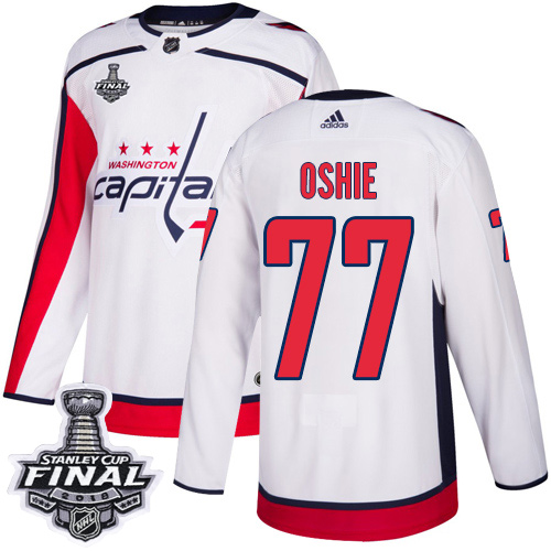 Adidas Washington Capitals #77 T.J. Oshie White Road 2018 Stanley Cup Final Stitched NHL Jersey