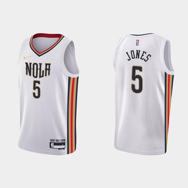 Men's New Orleans Pelicans #5 Herbert Jones 2021-22 75th Anniversary City White NBA Jersey