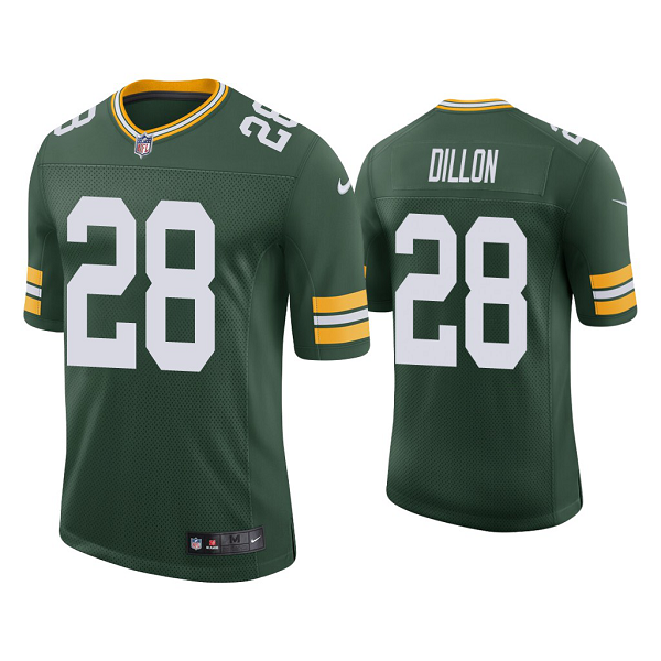 Men's #28 A.J. Dillon Green Bay Packers Green 2020 NFL Draft Vapor Limited Jersey