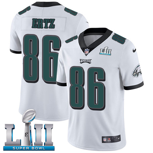 Men's Nike NFL Philadelphia Eagles #86 Zach Ertz Limited Road White Vapor Untouchable Super Bowl LII Jersey