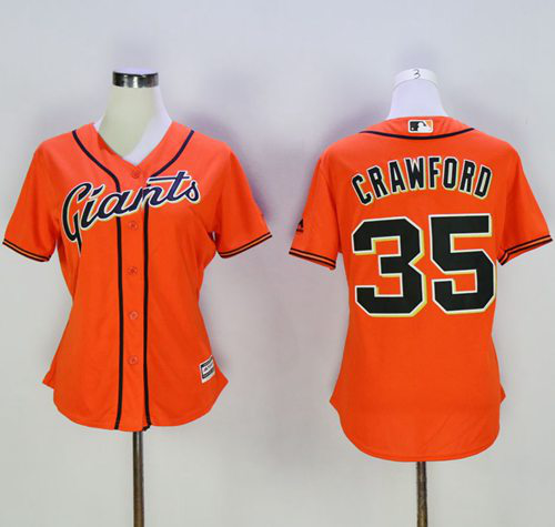 San Francisco Giants #35 Brandon Crawford Orange Women's Alternate Stitched MLB Jersey