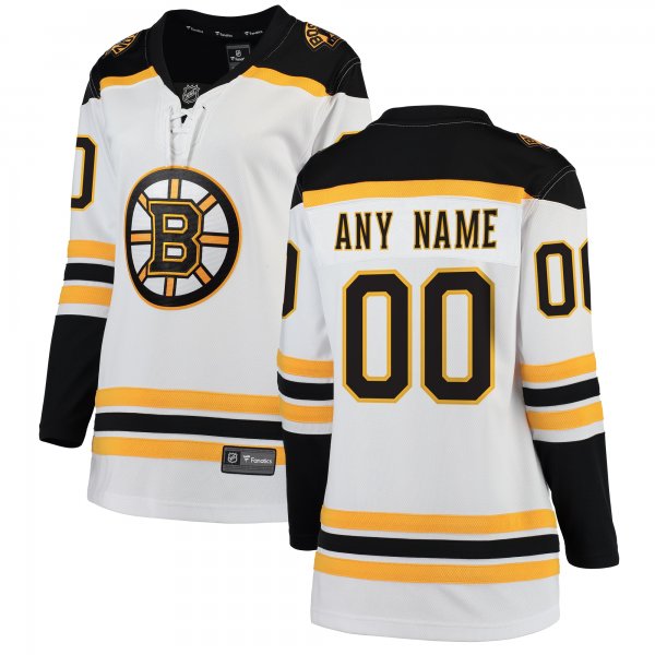 Women's Boston Bruins Fanatics White Away Breakaway Custom Jersey