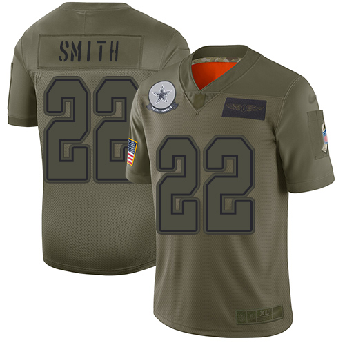 Men's Dallas Cowboys #22 Emmitt Smith Camo Stitched NFL Limited 2019 Salute To Service Jersey