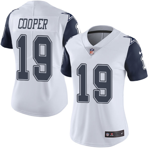 Nike Dallas Cowboys #19 Amari Cooper White Women's Stitched NFL Limited Rush Jersey