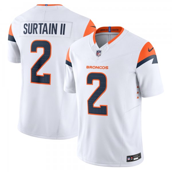 Men's Denver Broncos Patrick Surtain II Nike White Vapor F.U.S.E. Limited Jersey