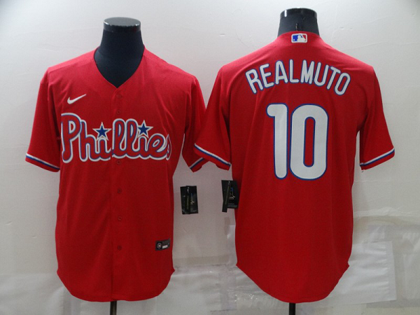 Men's Nike Philadelphia Phillies #10 J.T. Realmuto Red Replica Alternate Cool Base MLB Jersey