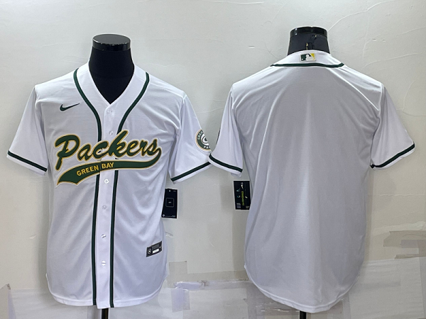 Men's Green Bay Packers Blank White Stitched Baseball Cool Base Jersey