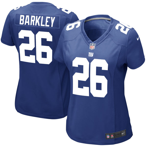 Women's New York Giants #26 Saquon Barkley 2018 NFL Draft Pick Game Royal Jersey