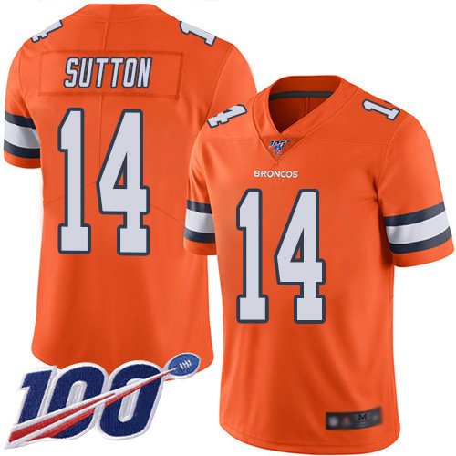 Denver Broncos #14 Courtland Sutton Orange Youth Stitched NFL Limited Rush 100th Season Jersey