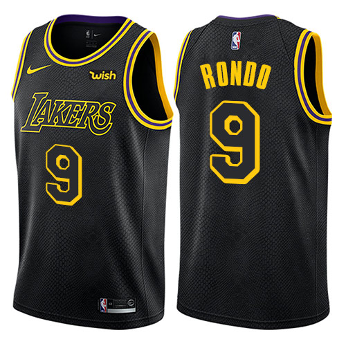 Men's Nike Los Angeles Lakers #9 Rajon Rondo Black Swingman City Edition NBA Jersey