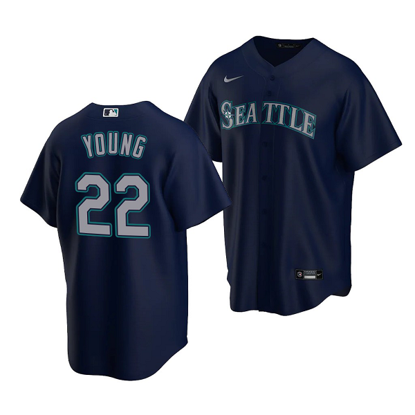 Men's Seattle Mariners #22 Cole Young 2022 MLB Draft Jersey Navy Alternate