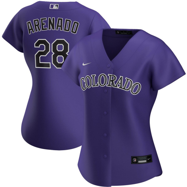 Women's Nike Colorado Rockies #28 Nolan Arenado Purple Alternate 2020 Player Jersey