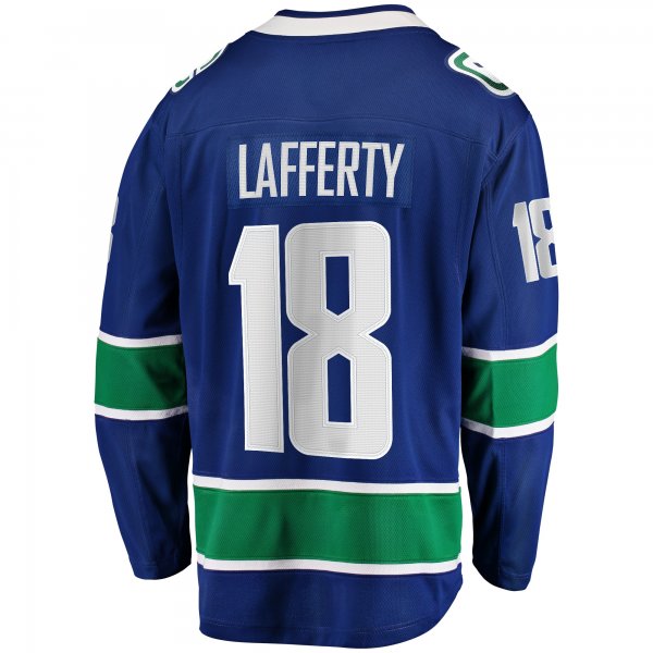 Men's Vancouver Canucks Sam Lafferty Fanatics Blue Home Premier Breakaway Player Jersey