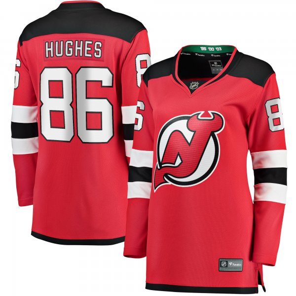 Women's New Jersey Devils Jack Hughes Fanatics Red Home Breakaway Jersey