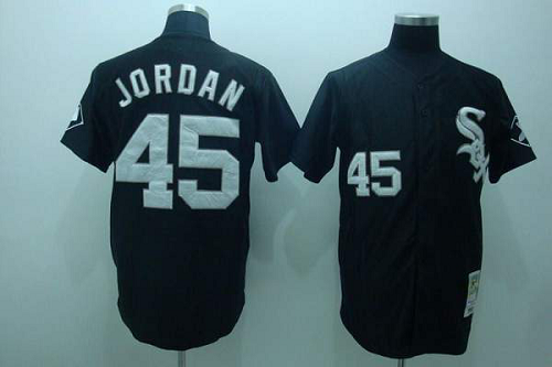 Mitchell And Ness Chicago White Sox #45 Michael Jordan Stitched Black Throwback MLB Jersey