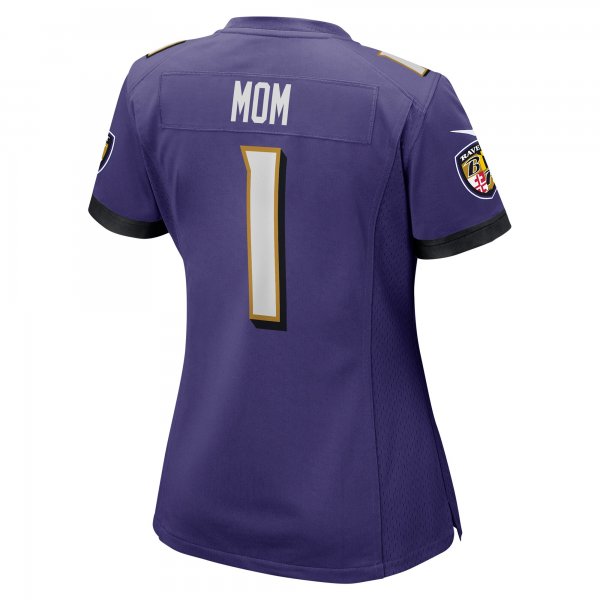 Women's Baltimore Ravens Number 1 Mom Nike Purple Game Jersey