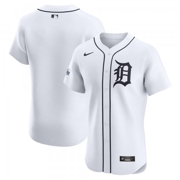 Men's Detroit Tigers Nike White Home Elite Patch Jersey