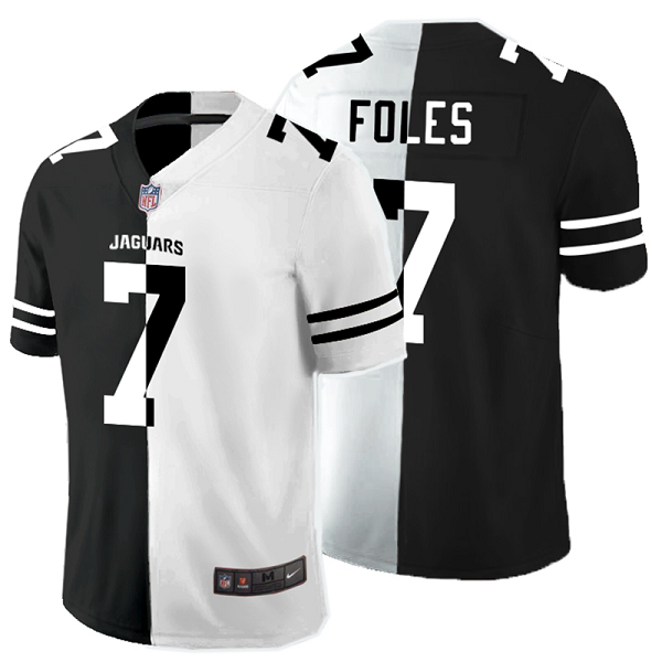 Men's Nike NFL Jacksonville Jaguars #7 Nick Foles Black White Peaceful Coexisting Split 2020 Vapor Untouchable Stitched Limited Jersey