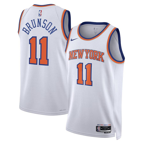 Men's New York Knicks #11 Jalen Brunson Nike White Association Edition Swingma NBA Jersey